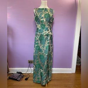 Vintage 60’s Shimmery Green and Gold Column Dress